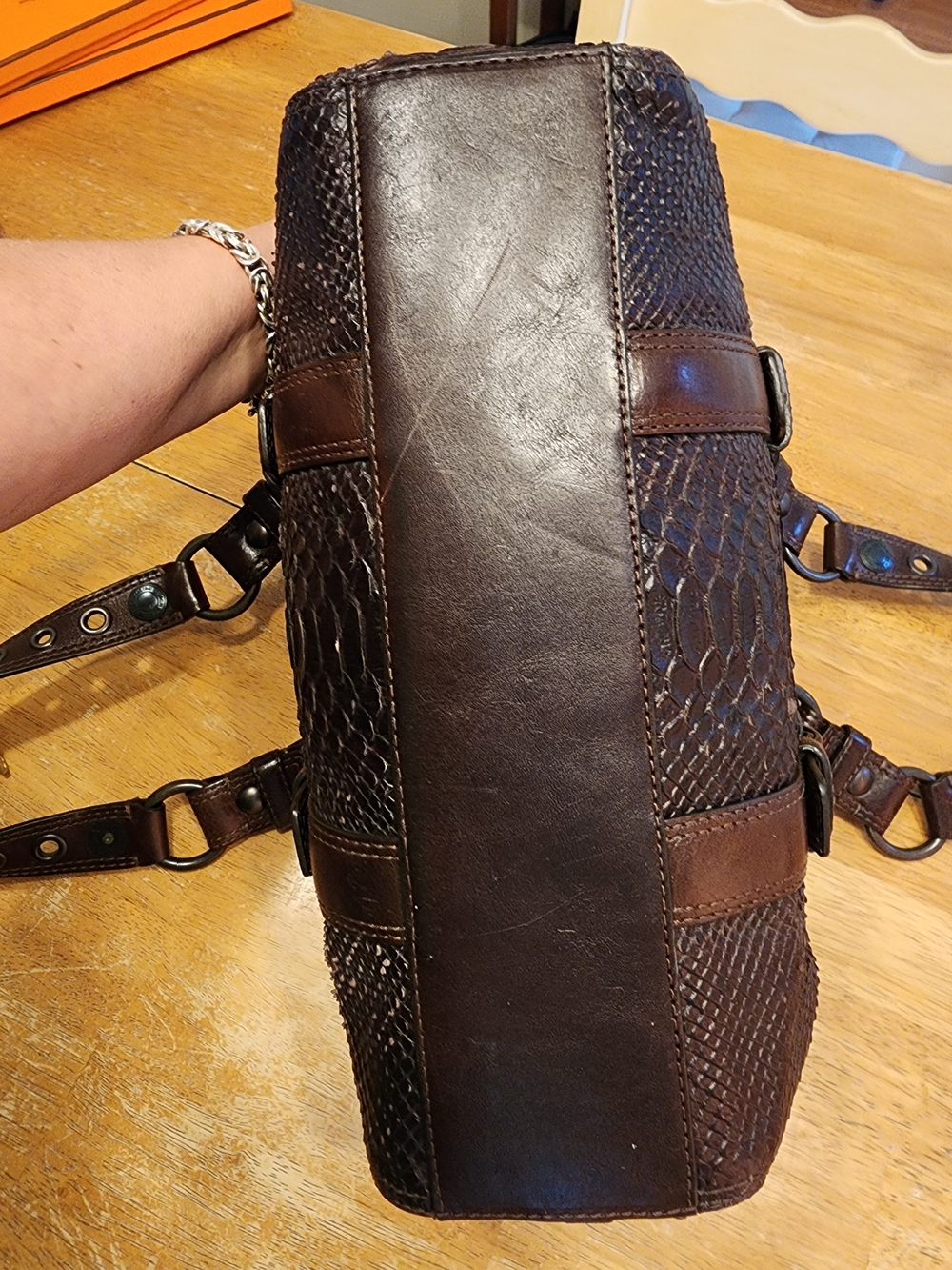 2007 limited edition Coach Chelsea Satchel featuring dark brown python-embossed - Picture 11 of 16